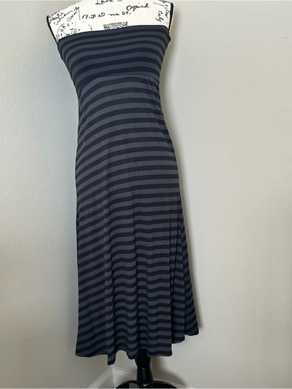 Hot Luxx Gray Black Striped Maxi Long Skirt Stretch Pull On Casual Size S